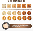 Mecity 4 Slice Toaster, Long Slot Toaster With Warming Rack, Timer, Bagel, Defrost, Reheat Functions, Crumb Tray, 6 Browning Settings, Extra Wide Long Slots, Stainless Steel, 1300W, Grey