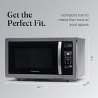 Farberware 1.1 Cu. Ft. Countertop Microwave Oven – 1000 Watts Power, Auto Cook Settings, Defrost, Easy Clean and Child Safety Lock - Stainless and Black