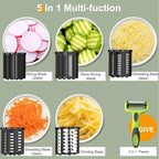 Electric Cheese Grater, 5 in 1 Salad Maker with Stainless Steel Blades, 350W Electric Slicer Shredder/Slicer, Electric Salad Machine for Cheeses, Fruits, Vegetables