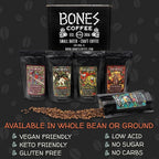 Bones Coffee Company NEW World Tour Sample Pack, Single-Origin Flavored Coffee Medium Roast Arabica Beans Specialty Coffee Gifts Compatible Auto Drip and French Press, 4 oz Pack of 5 Whole Bean