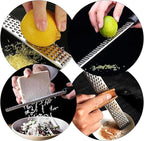 Cheese Grater, 10 Inch x 1 Inch Stainless Steel Vegetables Zester with Rubber Handle for Vegetables, Cheese, Fruits and Lemon (25cm)