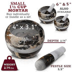 Gusto Nostro Natural Marble Mortar and Pestle Set Small| 4 Inch - 1.5 Cup | Mini Mortar Pestle Set for Grinding Herbs, Nuts, Grains | Pesto Grinding and Guacamole Stone Bowl | Marble Spice Crusher