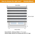 Persilux Cordless Zebra Blinds for Windows (36" W X 72" H, Grey) Free-Stop Windows Shades Dual Layer Light Control for Day and Night, Light Filtering Sheer Shades for Home, Easy to Install