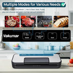 Vakumar Vacuum Sealer Machine, 80Kpa Food Vacuum Sealer Machine with Double Pump, Dry,/Moist, Pulse Mode, Handle Locked Design, LED Indicator Light & Cutter,12MM Widened Heating Strip