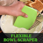 SURDOCA Dough Scraper Bench Scraper - 3P 8.3x5.5" Plastic Flexible Bowl Scraper, Sharp Edge & Angles Cake Scraper. Non-Slip Bakeware Decorating Tools Sculpting & Modeling Tools - Pure Green