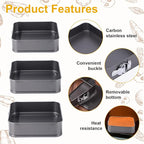 Rectangle Springform Cake Pans Set,Not-Stick Cheesecake Pans with Removable Bottom Stainless Steel Bakeware DIY Baking Mold Funny Cake Tins with Scrapers for Kitchen Birthday Valentine Day Wedding