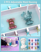 Nicpro 170oz Silicone Mold Making Kit 15A, Translucent Silicone Rubber, Non-Toxic Flexible & Food Safe Mold Kit, Mix Ratio 1:1 Casting Silicone for Resin with Frame Housing