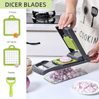 Vegetable Chopper Slicer 16-in-1 with Spice Chopper Set 7 Blades Veggie Dicer Onion Fruit Cutter