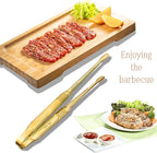 Premium Cooking Tongs - 304 Stainless Steel, Comfortable Grip, Non-Slip Design, High Heat Resistant - Ideal for Home, Kitchen, Barbecue & Frying Steak, (gold, 9 Inch)