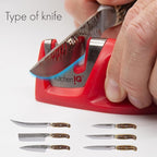 KitchenIQ 50883 - Edge Grip 2-Stage Knife Sharpener - Red - Coarse & Fine Sharpeners - Compact - Stable Non-Slip Base - Soft Grip Rubber Handle - Straight & Serrated Knives