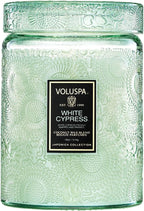 Voluspa White Cypress,Large Candle Jar,18 Ounce,100 Hour Burn Time, & Coconut Wax for Clean Burning,,Handcrafted in the USA