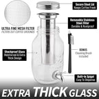 Zulay Kitchen 1.5 Liter Cold Brew Coffee Maker with EXTRA-THICK Glass Carafe & Stainless Steel Mesh Filter - Premium Iced Coffee Maker, Cold Brew Pitcher & Tea Infuser