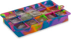 Host Ice Cube Tray with Lid, Makes 15 1.25" Cubes, Durable Silicone Trays, Perfect for Cocktails, Beverages, Mocktails, Iced Coffee, Tea, Infused Water, Kitchen Essentials, Set of 1, Colored Marble