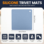 Silicone Trivet Mats 4 Heat Resistant Pot Holders Multipurpose Non-Slip Hot Pads for Kitchen Potholders, Drying mat, Jar Opener, Spoon Holder, Coaster.(Blue)
