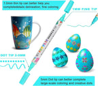 60 Colors Acrylic Paint Pens, Dual Tip Acrylic Paint Markers for Paper, Wood, Canvas, Stone, Rock Painting, Glass, Fabric, DIY, Ceramic, Art Supplies for Kids and Adults Drawing (Dot + Fine)