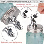 Mason Jar Pour Spouts. free flow Mason Jar Pour Spouts, for spout mason jar wide mouth 86 mm dispenser germination cover. Suitable for any liquid，jars not included (2 stainless steel Silver)