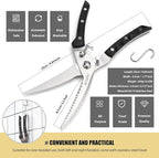 KUNIFU Poultry Shears, All Purpose Heavy Duty Kitchen Scissors For Food Turkey Meat Chicken Herbs, Cooking Scissors Utensils, Kitchen Gadgets Gray