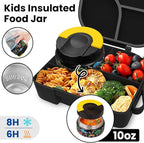 TinyPalsa Bento Box for Kids with 10oz Thermos, Durable Lunch Box with Leak Proof Insulated Food Jar, 3 Compartments with Portable Handle for Ages 3+, Dishwasher Safe, Ideal for School, Travel (Car)