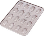 CHEFMADE Mini Madeleine Mold Cake Pan, 16-Cavity Non-Stick Tiny Oval Shell Madeline Bakeware for Oven Baking (Champagne Gold)
