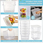 Yungyan 12 Pcs 6 Qt Commercial Food Storage Containers with white Lids Restaurant Square Airtight Food Storage Containers Clear Cereal Container for Kitchen Freezer Dishwasher Pantry