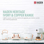 HADEN Coffee Machine, 12 Cup Drip Coffee Maker Bundled with Heritage 1.7 Liter Stainless Steel Electric Kettle, Ivory & Copper