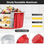 EUSOAR Aluminum Foil Muffin Cupcake Ramekin, 50pcs 5oz 125ml Disposable Aluminum Foil Muffin Cupcake Liners Cups with Lids, Disposable Aluminum Foil Cupcake Baking Cups Holders Cases Boxes Pans