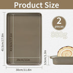 2 Pieces Large Sheet Pans Baking Sheet Pan Set, 12 x 17.5 inch Cookie Sheets for Oven, Carbon Steel Half Sheets Trays Nonstick Baking Sheet Set, Gold
