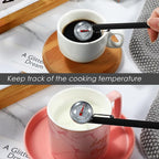 Xuhal 12 Pcs Stainless Steel Kitchen Thermometer with 5 Inch Long Stem 1 Inch Dial Thermometer Milk Frothing Food for Oven Probe Meat Grill BBQ Cooking Chocolate Water (Black)