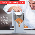 Slyce - Bagel Slicer, Bagel Cutter with Safety Shield and Safe Grip, Bagel Holder for Cutting Large and Small Bagels, Stainless Steel Blade (White)