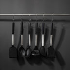 Large Silicone Kitchen Cooking Utensils Set, 11 pcs Cooking Utensils, Kitchen Tools Gadgets for Nonstick Cookware, Spatula, Turner, Masher, Ladle, Strainer, Server, BPA FREE, Dishwasher Safe (Black)