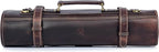 Leather Knife Roll Storage Bag, Elastic and Expandable 10 Pockets, Adjustable/Detachable Shoulder Strap, Travel-Friendly Chef Knife Case (Florida Brown, Leather)