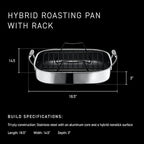 HexClad Hybrid Nonstick Roasting Pan with Rack, Dishwasher-Friendly, Oven-Safe Up to 900°F, Compatible with All Cooktops