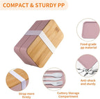 Bento Box Adult Lunch Box with Dividers, Pink, Plastic