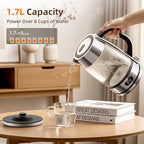 Kndko Electric Kettle,Temperature Adjustmenet, Stainless Steel Filter and Cover,1.7L Tea Kettle & Hot Water Boiler For Coffee & Tea, Automatic Shut Off,1500W, Black and Silver