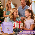 Initial Insulated Lunch Bag for Girls Kids, Back to School Gift, Reusable Leak-proof Lunch Box with Adjustable Strap for School Daycare Travel Picnic (Purple,Z)