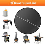 40" Round Fire Pit Mat for Solo Stove Bonfire/Under Grill Mat for Outdoor Grill Fireproof Waterproof Oil-Proof, 4 Layers Fireplace Mat BBQ Mat Solo Stove Mat Fire Pit Pad for Deck Patio Grass Smoker