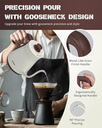 Electric Kettles, 1000W Gooseneck Electric Kettle with 6 Temperature Control Presets, 0.8L/27.05oz, 0.8mm Ultra-Fine Spout, 304 Stainless Steel Inner, Gooseneck Kettle with Auto Shut-Off, Matte White