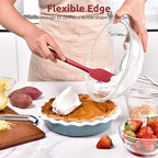 Heat Resistant Silicone Spoon Spatula: U-Taste 600ºF High Heat Flexible 11.38in Silicon Mixing Stirring Cooking Scraping Baking Bowl Scraper Seamless Spreader for Nonstick Cookware (Red)