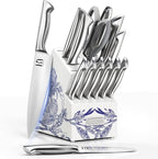 Kitchen Knife Set - Phantom Iris X5 Knife Block Set - Top-tier Performance, 15 Pcs Premium High Carbon Stainless Steel Knife Set with Block and Sharpener, Professional Chef Knives Set