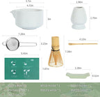 Matcha Bowl Set, Matcha Whisk and Holder, Stainless Sifter & Bamboo Scoop, Towel, 7 PCS Matcha Starter Kit for Matcha Lovers, White