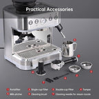 Espresso Machine with Milk Frother and Grinder, All in One Cappuccino Latte Espresso Maker for Home Barista, Built-In Bean Grinder, 85 oz Removable Water Tank, Coffee maker Machine
