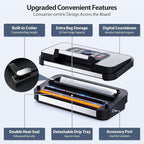 95Kpa Powerful Precision Pro Vacuum Sealer, with Double Heat Seal & Double Pump, Easy-Lock Handle, 10-in-1 Vacuum Sealer Machine for Food with Bags Storage, Built-in Cutter, Stainless Steel