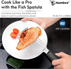 9 Inches Fish Turner, Slotted Fish Spatula Dishwasher Safe NSF (Left Hand), Shovel Black