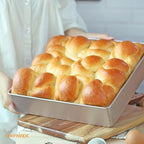 CHEFMADE Roasting Pan with Rack, 11-Inch Non-Stick Square Deep Dish Cake Pan with Wire Rack for Oven Baking, BBQ, Jelly Roll and Roasting 11.2" x 11.2" x 2.4" (Champagne Gold)
