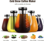 Cold Brew Iced Coffee Maker 51oz, Brewed Coffee Pot with Removable Double Mesh 304 Stainless Steel Filter, BPA-Free Cold Brew Pitcher Glass Container, Tea Maker