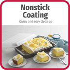GoodCook Set of 2 Nonstick Steel 13" x 9" Cake Baking Pans with Covers, Gray