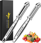MAD SHARK Ultra Sharp Peeler,Flat/Serrated Blade 2 in 1–10 Years No-Rust,I-Shaped Stainless Steel Peelers,Vegetable Peeler with Ergonomic Non-Slip Handle,Potato Peelers for Kitchen 2pc