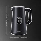 1.5L Electric Kettle Stainless Steel, Double Wall Cool Touch Teapot, Fast Boil,5 Temperature Control, LED Display, Auto Shut-Off, BPA-Free,Keep Warm Function, Ideal for Tea & Coffee,Black