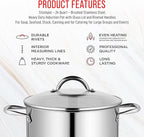 Stainless Steel Stockpot with Tempered Glass Lid 24 Quart, Durable 18/0 Stainless Steel, Impact-Bonded Base for Even Heating, Riveted Handles, Oven & All Stove Compatible, Safe Up To 500°F (260°C)