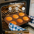 2 Pack Silicone Muffin Pan for Baking, Regular Size Nonstick Cupcake Pan, 6-Cup Silicone Muffin Tin BPA Free Dishwasher Safe, Great for Muffin Cupcake Brownie Egg Tart